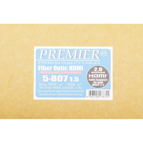 Кабель соединительный аудио-видео Premier HDMI 2.0 AOC HDMI (m)/HDMI (m) 1.5м. черный (5-807 1.5)