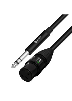 GCR Кабель 15.0m микрофонный stereo jack 6,35mm / XLR, M/F, черный, AL case черный,  GCR-53442