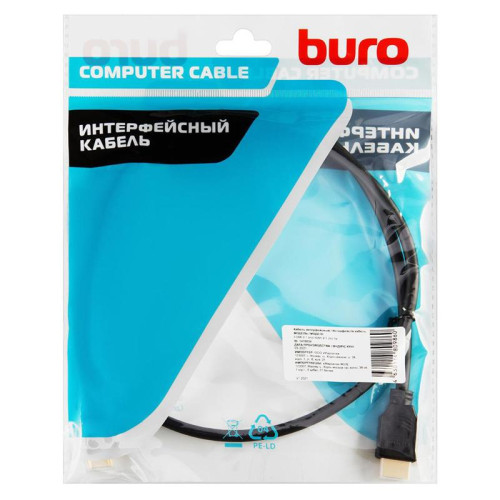 Кабель аудио-видео Buro HDMI (m)/HDMI (m) 1м. черный (BHP-HDMI-2.1-1)