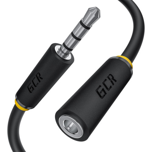 GCR Удлинитель для гарнитуры 0.5m jack 3,5mm/jack 3,5mm черный, желтая окантовка, 28AWG, M/F, GCR-53998 GCR Удлинитель для гарнитуры 0.5m jack 3,5mm/jack 3,5mm черный, желтая окантовка, 28AWG, M/F, GCR-53998