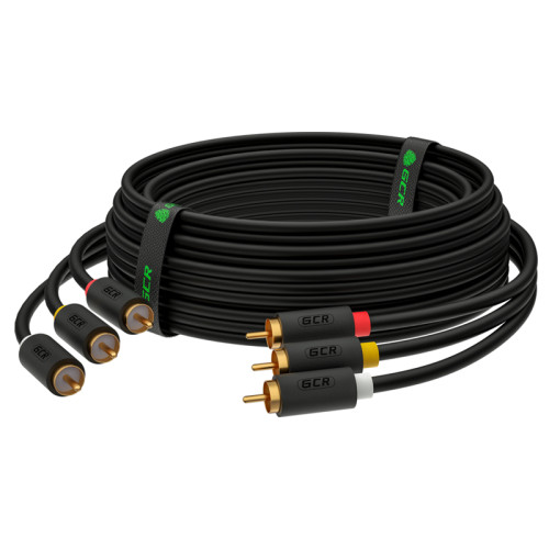 GCR Кабель 3.0m аудио 3 х RCA / 3 х RCA , GOLD, черный, GCR-51821