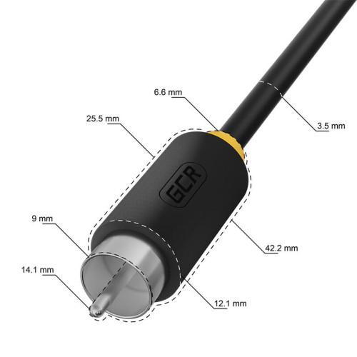 GCR Кабель-переходник 1.0m аудио jack 3,5mm / 3 х RCA, черный, GCR-53202