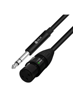 GCR Кабель 5.0m микрофонный stereo jack 6,35mm / XLR, M/F, черный, AL case черный,  GCR-53439