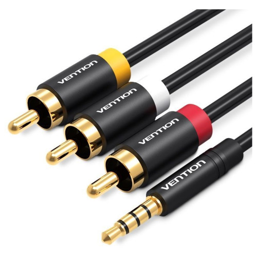 Кабель Vention аудио Jack 3,5 mm M/3RCA M - 1.5м Чёрный