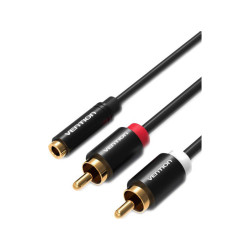 Кабель Vention аудио Jack 3,5 mm F/2RCA M - 1м Черный