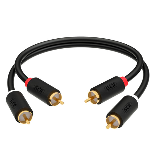 GCR Кабель 0.5m аудио 2 х RCA / 2 х RCA, GOLD, черный