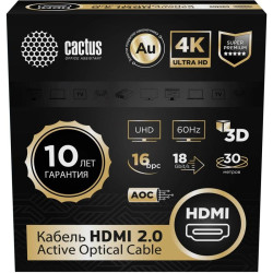 Кабель аудио-видео Cactus CS-HDMI-AOC-2-30 HDMI (m)/HDMI (m) 30м. позолоч.конт. черный