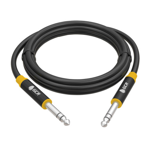 GCR Кабель 7.0m аудио STEREO jack 6,35mm/jack 6,35mm черный, AL case черный, желтая окантовка, M/M, GCR-53427
