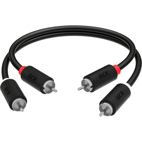 GCR Кабель 1.0m аудио 2 х RCA / 2 х RCA , черный, GCR-54123