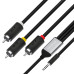 GCR Кабель-переходник 1.0m аудио jack 3,5mm / 3 х RCA, черный, GCR-53202