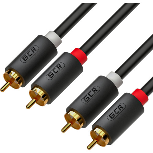 GCR Кабель 10.0m аудио 2 х RCA / 2 х RCA , GOLD, черный, GCR-53110