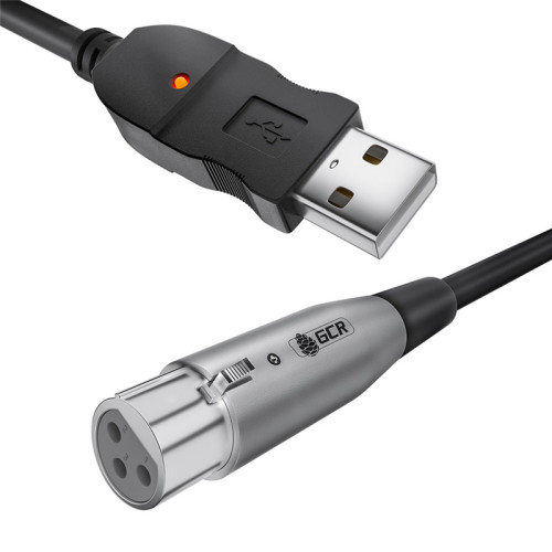 GCR Кабель 3.0m микрофонный USB/XLR черный, GCR-53044 GCR Кабель 3.0m микрофонный USB/XLR черный, GCR-53044