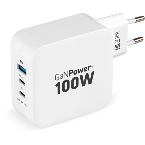 Сетевое зар./устр. Digma Pro DPW10B 100W 5A (PD+QC) 2хUSB-C/USB-A универсальное белый (DPW1B0G012WH)