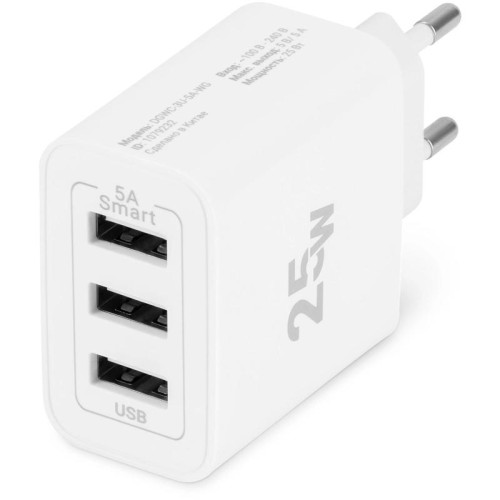 Сетевое зар./устр. Digma DGWC-3U-5A-WG 30W 3A (PD+QC) 3xUSB универсальное белый