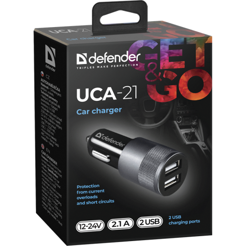 Defender Автомобильное ЗУ UCA-21 2USB, 5V/2.1A