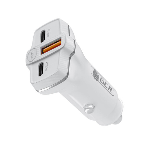 GCR PRO Автомобильное зарядное устройство 3в1, USB QC3.0 + 2 порта Type-C PD 30W, белый, GCR-56665 GCR PRO Автомобильное зарядное устройство 3в1, USB QC3.0 + 2 порта Type-C PD 30W, белый, GCR-56665