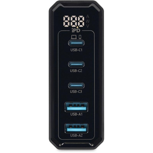 Настольное зар./устр. Digma Pro DPW10A 140W 5A (PD+QC) 3хUSB-C/2xUSB-A универсальное черный (DPW1A4G024BK)