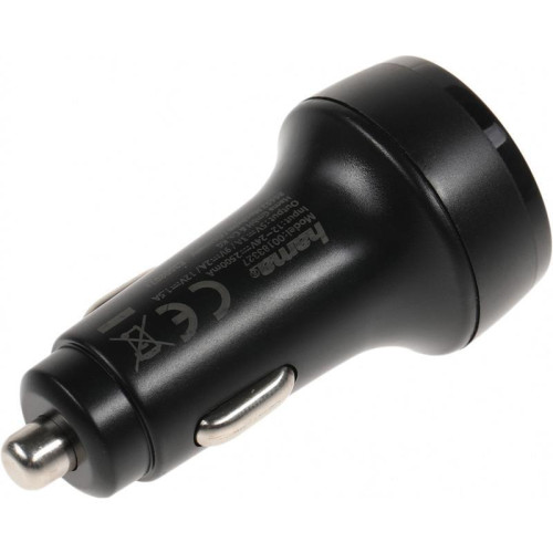 Автомобильное зар./устр. Hama H-183327 3A (PD+QC) USB Type-C универсальное черный (00183327)