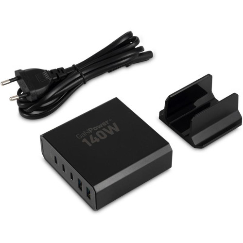 Настольное зар./устр. Digma Pro DPW10A 140W 5A (PD+QC) 3хUSB-C/2xUSB-A универсальное черный (DPW1A4G024BK)