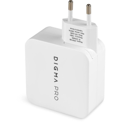 Сетевое зар./устр. Digma Pro DPW10B 100W 5A (PD+QC) 2хUSB-C/USB-A универсальное белый (DPW1B0G012WH)