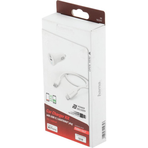 Автомобильное зар./устр. Hama H-183297 3A (PD) USB Type-C для Apple белый (00183297) Автомобильное зар./устр. Hama H-183297 3A (PD) USB Type-C для Apple белый (00183297)