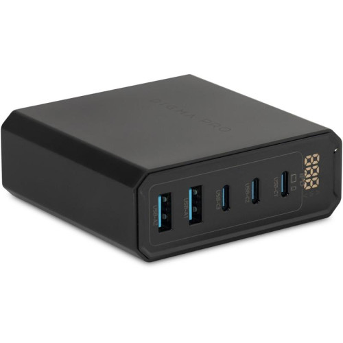 Настольное зар./устр. Digma Pro DPW10A 140W 5A (PD+QC) 3хUSB-C/2xUSB-A универсальное черный (DPW1A4G024BK)