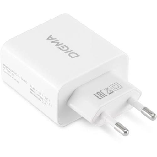 Сетевое зар./устр. Digma DGWC-3U-5A-WG 30W 3A (PD+QC) 3xUSB универсальное белый