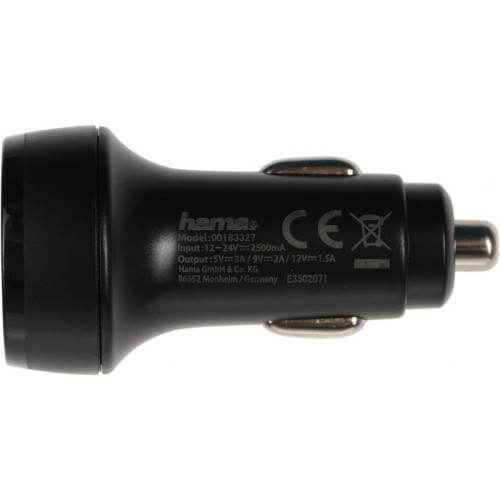 Автомобильное зар./устр. Hama H-183327 3A (PD+QC) USB Type-C универсальное черный (00183327)