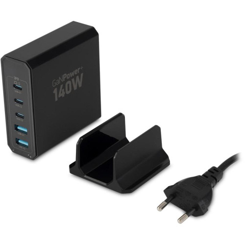 Настольное зар./устр. Digma Pro DPW10A 140W 5A (PD+QC) 3хUSB-C/2xUSB-A универсальное черный (DPW1A4G024BK)
