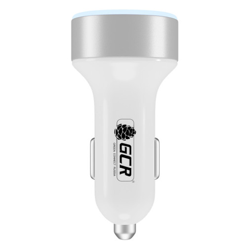 GCR Автомобильное зарядное устройство на 2 USB порта 4.8A, белое, LED индикация, GCR-51984 GCR Автомобильное зарядное устройство на 2 USB порта 4.8A, белое, LED индикация, GCR-51984