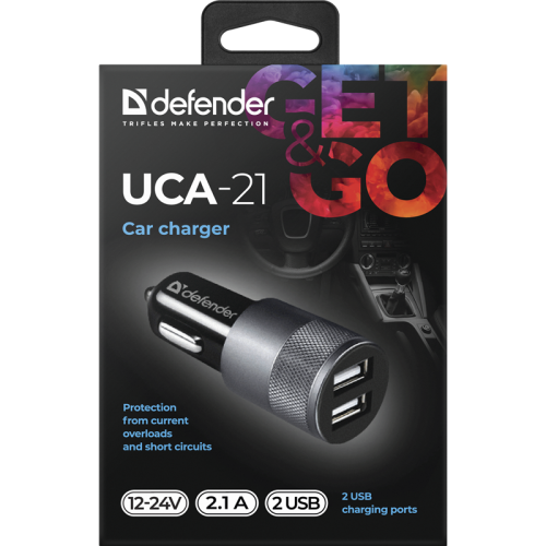 Defender Автомобильное ЗУ UCA-21 2USB, 5V/2.1A