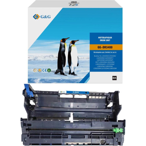 Блок фотобарабана G&G GG-DR3400 DR-3400 ч/б: черный, 30000 стр., для Brother HL-L5000D/L5100DN/L5200DW/L5200DWT/L6200DW/L6200DWT/DCP-L5500DN/L5600DN/L5650DN/MFC-L5700DW/L5800DW/L5850DW/L5900DW/L6700DW/L6800DW