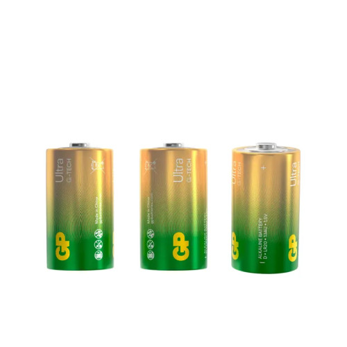Алкалиновые батарейки GP Ultra Alkaline G-Tech 13А типоразмера D - 2 шт. на блистере