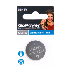 Батарейка GoPower CR2450 BL1 Lithium 3V (1/40/2000) (1 шт.)