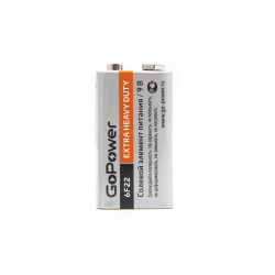 Батарейка GoPower Крона 6F22 Shrink 1 Heavy Duty 9V (1/10/200) (10 шт.)