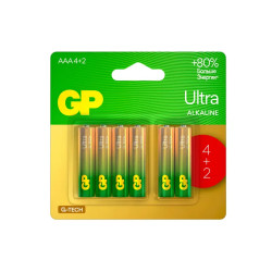 Алкалиновые батарейки GP Ultra Alkaline G-Tech 24А AАA - 4+2 шт. на промо-блистере