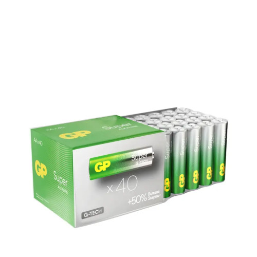 Алкалиновые батарейки GP Super Alkaline 15A AA - 40 шт. в плёнке