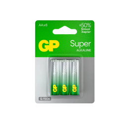 Алкалиновые батарейки GP Super Alkaline G-Tech 15А АA - 6 шт. на блистере