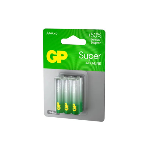 Алкалиновые батарейки GP Super Alkaline G-Tech 24А ААA - 6 шт. на блистере