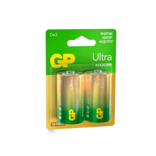 Алкалиновые батарейки GP Ultra Alkaline G-Tech 13А типоразмера D - 2 шт. на блистере