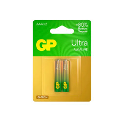 Алкалиновые батарейки GP Ultra Alkaline G-Tech 24А AАA - 2 шт. на блистере