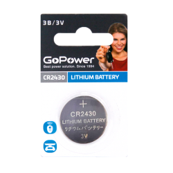 Батарейка GoPower CR2430 BL1 Lithium 3V (1/40/2000) (1 шт.)