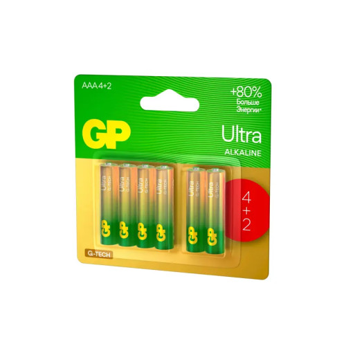 Алкалиновые батарейки GP Ultra Alkaline G-Tech 24А AАA - 4+2 шт. на промо-блистере