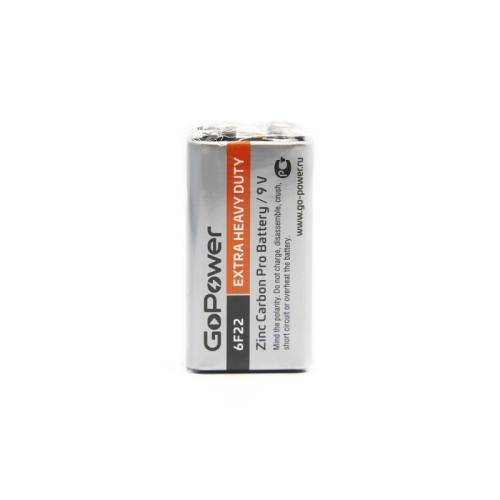 Батарейка GoPower Крона 6F22 Shrink 1 Heavy Duty 9V (1/10/200) (10 шт.)