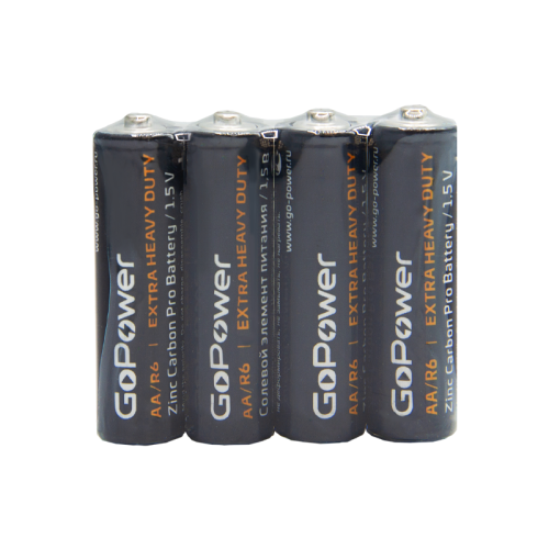 Батарейка GoPower R6 AA Shrink 4 Heavy Duty 1.5V (4/60/1200) (60 шт.)