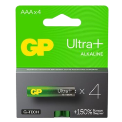 Алкалиновые батарейки c технологией G-tech GP Ultra Plus Alkaline 24А AАA - 4 шт. на блистере (4 шт.)