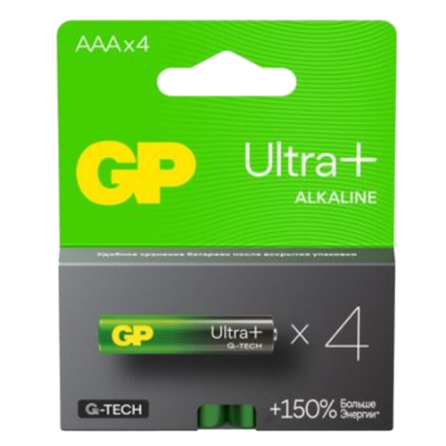 Алкалиновые батарейки c технологией G-tech GP Ultra Plus Alkaline 24А AАA - 4 шт. на блистере (4 шт.)