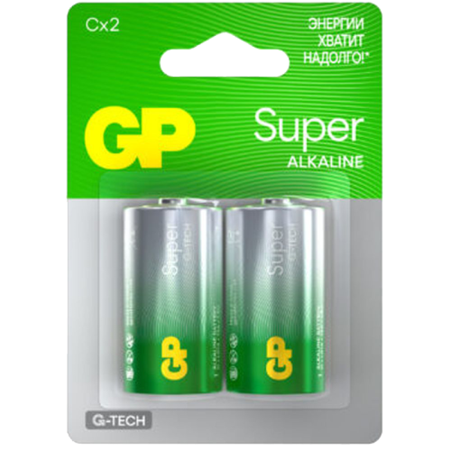 Алкалиновые батарейки GP Super Alkaline G-Tech 14А типоразмера C - 2 шт. на блистере (2 шт.)