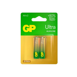Алкалиновые батарейки GP Ultra Alkaline G-Tech 15А AA - 2 шт. на блистере