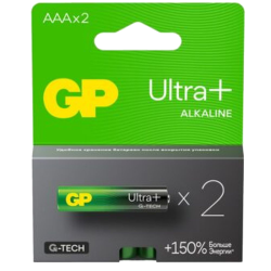Алкалиновые батарейки c технологией G-tech GP Ultra Plus Alkaline 24А AАA - 2 шт. на блистере (2 шт.)